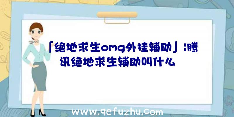 「绝地求生omg外挂辅助」|腾讯绝地求生辅助叫什么